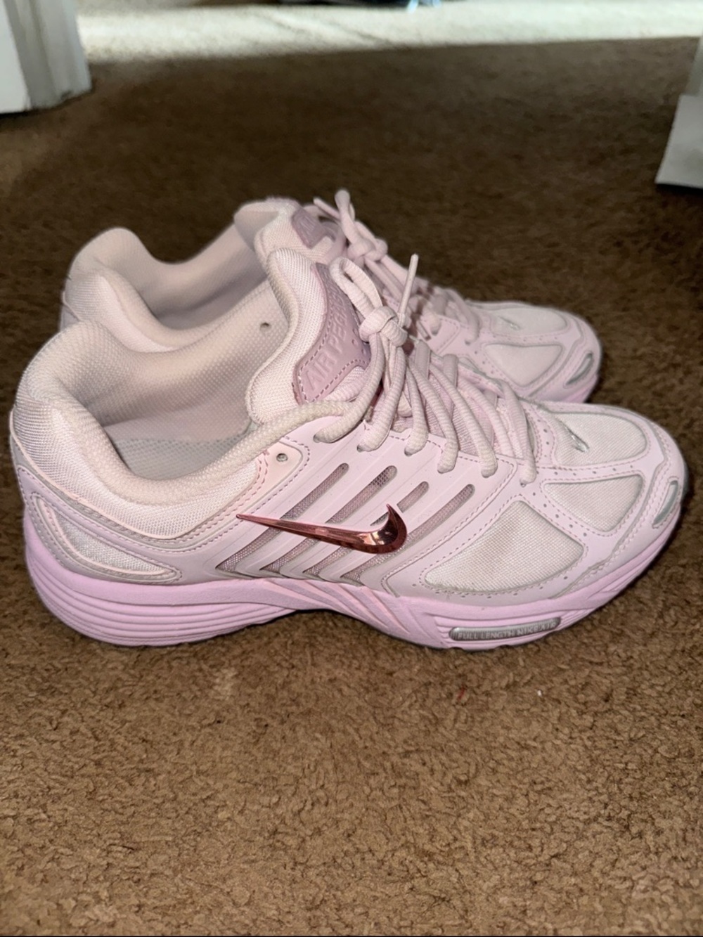 Nike Women's Light Pink Mesh Running Sneakers with Rose Gold Swoosh